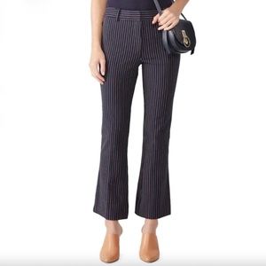 Derek Lam 10 Crosby Navy Pinstripe Cropped Flare Hem Pants